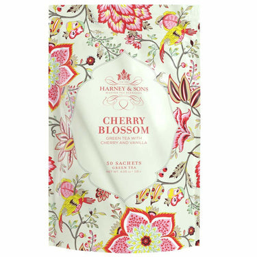 Harney & Sons Blossom Bag of Sachets Green Tea wCherry and Vanilla, Cherry, 50 Count